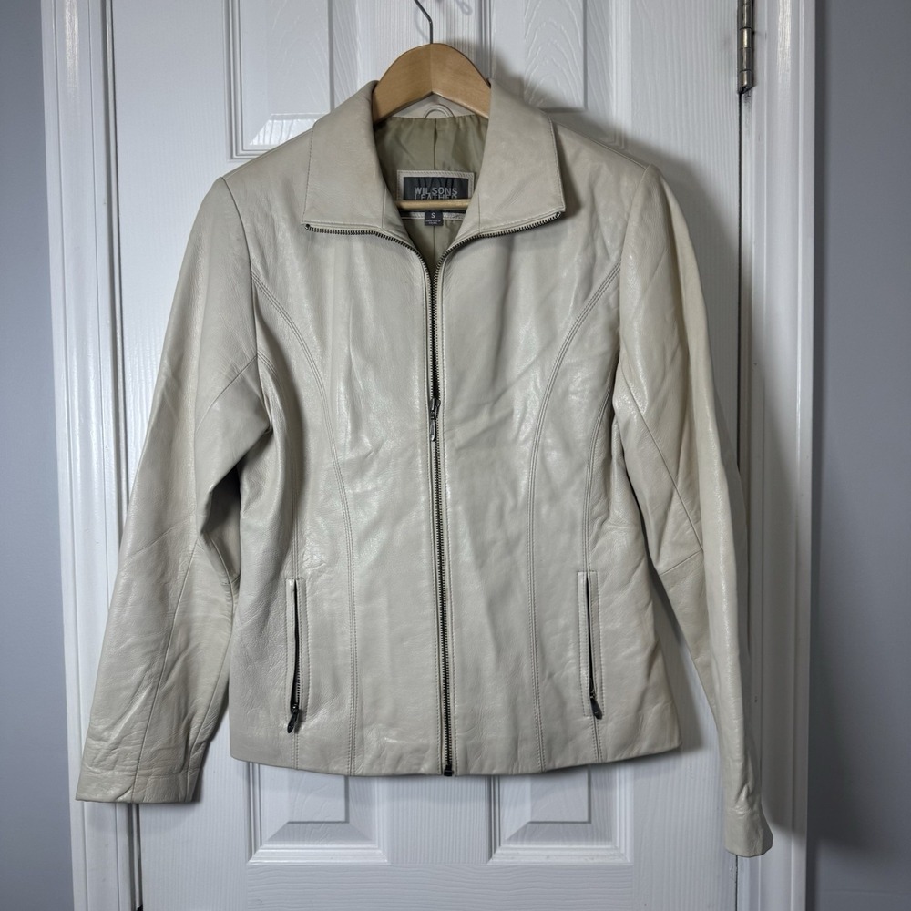 Wilsons Leather White Ivory Womens Zip Up Jacket‎ Size Small S